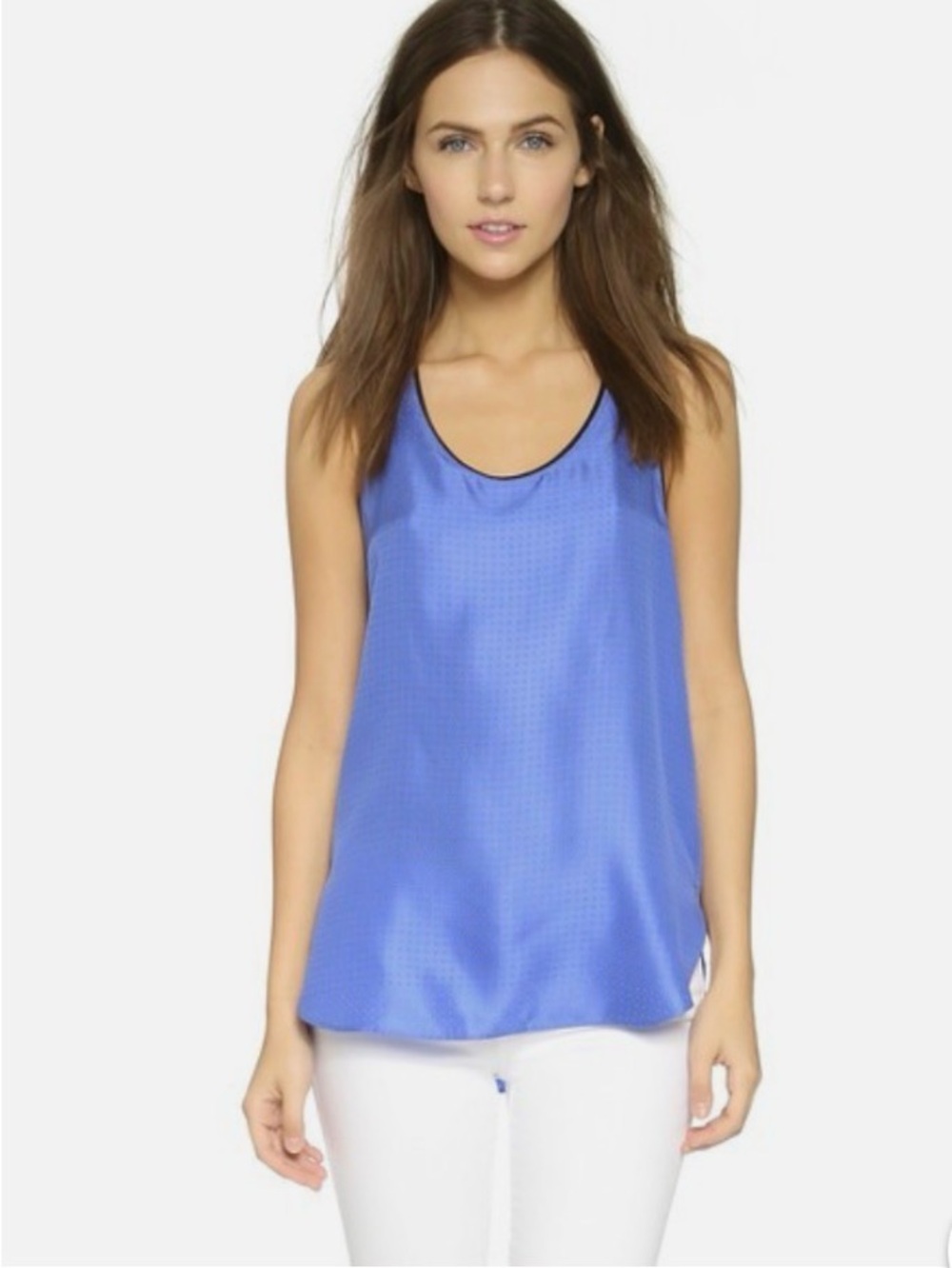 Rag & Bone Celeste Combo Teddy Silk Blue Polka Dot Racerback Tank Top. Small?